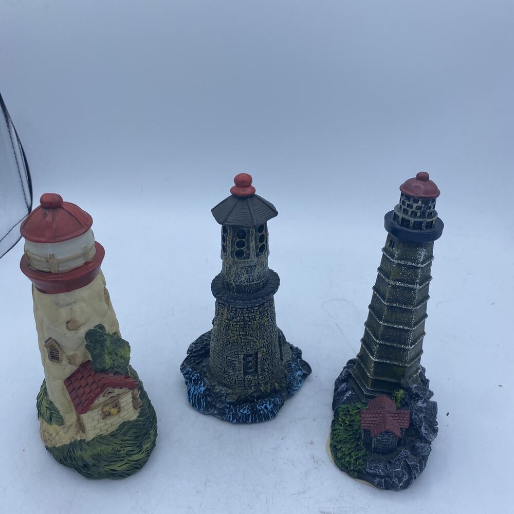 3 Vintage Polystone Lighthouses